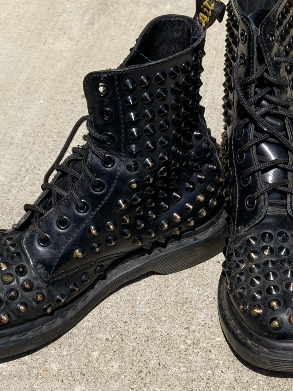 Dr Martens Black Studded Combat Boots W8/M7